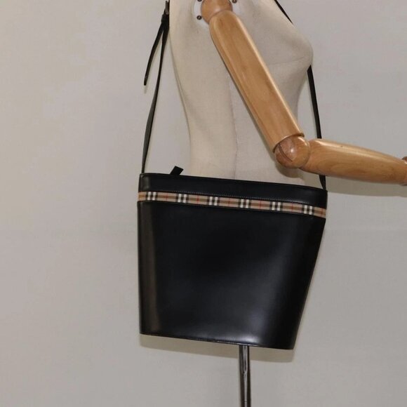 Burberry Handbags - BURBERRY Shoulder Bag Leather Black Auth